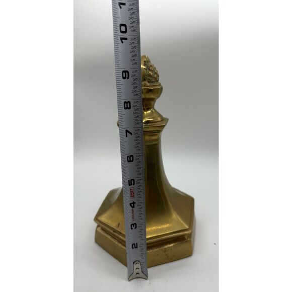 Vintage  Brass Bookends With Pinecone Finial‎ Heavy Glam Regal Decor - Picture 5 of 5